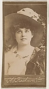Actress wearing wide-brimmed hat, from the Actresses series (N664) promoting Old Fashion Fine Cut Tobacco