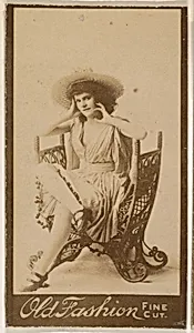 Actress wearing wide-brimmed hat, from the Actresses series (N664) promoting Old Fashion Fine Cut Tobacco