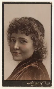 Actress with curly short hair, from Stars of the Stage, Third Series (N131) issued by Duke Sons & Co. to promote Honest Long Cut Tobacco