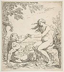 Adam and Eve by Simone Cantarini