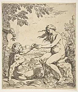 Adam and Eve by Simone Cantarini