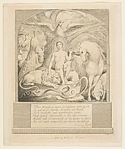 Adam and the Beasts, Frontispiece to Hayley's "Ballads" by William Blake|William Hayley