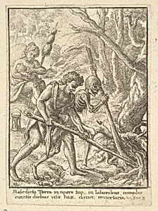 Adam Ploughing from the Dance of Death by Wenceslaus Hollar|Hans Holbein the Younger