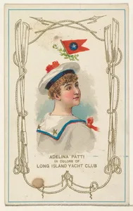 Adelina Patti in Colors of the Long Island Yacht Club, from the Yacht Colors of the World series (N140) issued by Duke Sons & Co. to promote Honest Long Cut Tobacco