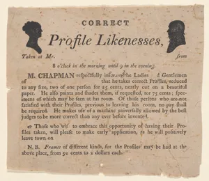 Advertisement for profile likenesses by Moses Chapman