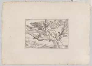 Air, represented by Iris reclining on her rainbow, accompanied by a winged putto bearing a torch and another winged putto riding an eagle, from "The Elements"
