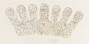 Album of designs for embroidery: bodices, gauntlets, caps, bags, page 7 (recto) by Anonymous, Dutch, 17th century