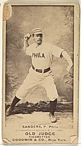 Alexander Bennett "Ben" Sanders, Pitcher, Philadelphia, from the Old Judge series (N172) for Old Judge Cigarettes by Goodwin & Company