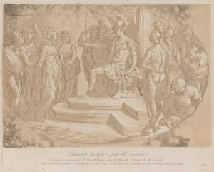 Alexander the Great freeing Timoclea; from 'Recueil d'estampes d'après les plus beaux tableaux et d'après les plus beaux desseins qui sont en France, Cabinet Crozat'