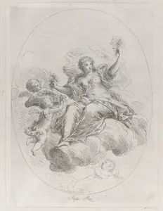 Allegorical figure on a cloud with putti, after Stefano Pozzi