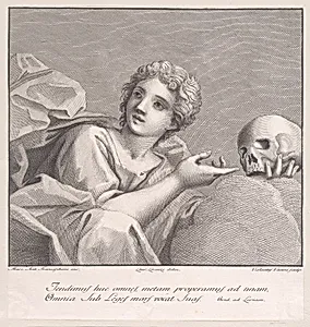 Allegorical figure with a skull