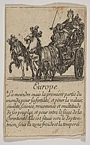 Allegory of Europe, from "Jeu de la Géographie" by Stefano della Bella|Jean Desmarets de Saint-Sorlin|Henri Le Gras|Louis XIV, King of France