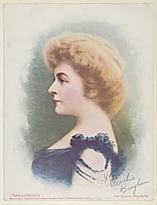 Amelia Brigham in A Modern Magdalen, from the Actresses series (T1), distributed by the American Tobacco Co. to promote Turkish Trophies Cigarettes by American Tobacco Company|Frederick Moladore Spiegle|Strobridge Lithographing Company