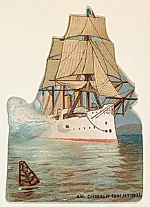 American Cruiser (Saluting), from the Types of Vessels series (N139) issued by Duke Sons & Co. to promote Honest Long Cut Tobacco by Giles|W. Duke, Sons & Co.|Knapp & Company