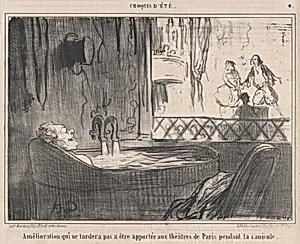 Amélioration qui ne tardera pas a être apportée aux théâtres de Paris pendant la canicule., from Croquis d'Été, published in Le Charivari, August 16-17, 1859 by Destouches|Aaron Martinet|Honoré Daumier