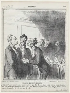 Among two bailiffs, from 'News of the day,' published in Le Charivari, March 11, 1865