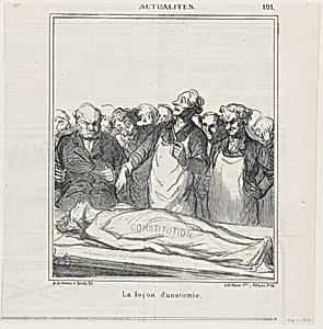 An anatomy lesson, from 'News of the day,' published in Le Charivari, August 21, 1869 by Walter Frères|Honoré Daumier|Arnaud de Vresse