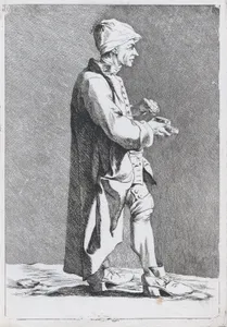 An Artist at the French Academy in Rome (?) with Box of Snuff, pl. VII from "Recueil de caricatures"