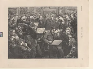 An Artists' Soirée–A Sketch at the Hogarth Club, from "The Graphic," p. 489