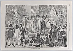 An Auction of Enslaved People in Richmond, from "Le Monde Illustré" by Edmond Morin|Bourcier