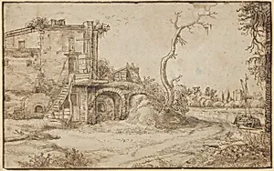 An Inhabited Ruin on the Bank of a River