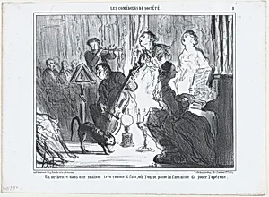 An Orchestra in a Fashionable Residence; plate 8 from the series, Les Comédiens de Société, published in "Le Charivari" by Honoré Daumier