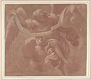 Angel Holding a Banderole by Antonio Franchi (Il Lucchese)