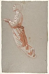 Angel (upper register; study for wall paintings in the Chapel of Saint Remi, Sainte-Clotilde, Paris, 1858) by Isidore Pils