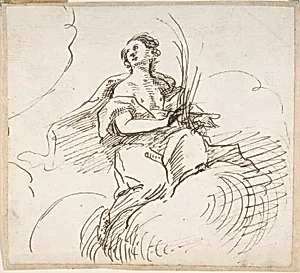 Angel with Palm Seated on Clouds by Pedro Duque Cornejo|Anonymous, Spanish, School of Seville, 17th century