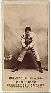 Anthony Joseph "Tony" Hellman, Catcher, Sioux City Corn Huskers, from the Old Judge series (N172) for Old Judge Cigarettes by Goodwin & Company