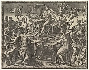 Apollo and the Muses by Giorgio Ghisi|Luca Penni