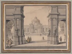 Architectural Capriccio with a Palace seen through a Triumphal Arch