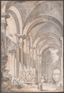 Architectural capriccio with Figures and Antiquities