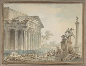 Architectural Capriccio with Roman Monuments and Washerwomen