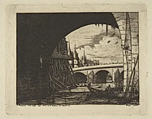 Archway, Pont Nôtre-Dame, Paris, from "Etchings of Paris" by Charles Meryon