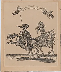 Armiger, Ephebus, Americani, from 'Courses de Testes et de Bagues Faittes par Roy et par les Princes et Signeurs de sa Cour, en l'annee 1662' (Grand Carrousel) by Charles Perrault|François Chauveau|Israel Silvestre