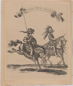 Armiger, Ephebus, Americani, from 'Courses de Testes et de Bagues Faittes par Roy et par les Princes et Signeurs de sa Cour, en l'annee 1662' (Grand Carrousel)