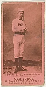 Arthur Albert "Doc" Irwin, Shortstop, Philadelphia, from the Old Judge series (N172) for Old Judge Cigarettes by Goodwin & Company
