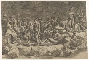 Assembly of the Gods after the ceiling composition in the Loggia di Psiche, Villa Farnesina, Rome
