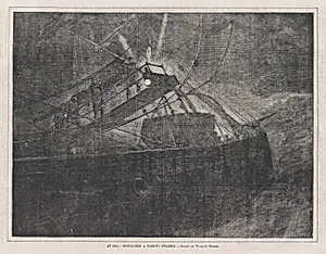 At Sea – Signalling a Passing Steamer – Drawn by Winslow Homer (Every Saturday, Vol. II, New Series) by Winslow Homer|James R. Osgood & Co.