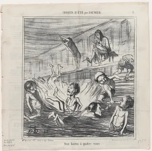 At the four penny baths, from 'Summer sketches,' published in Le Charivari, August 12, 1865