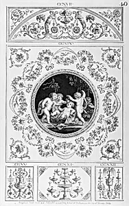 Bacchanal with Five Putti, Rondel in a Rectangular Frame (in "Designs for Various Ornaments," pl. 40) by Francesco Bartolozzi|Giovanni Battista Cipriani|Michelangelo Pergolesi|Michelangelo Pergolesi