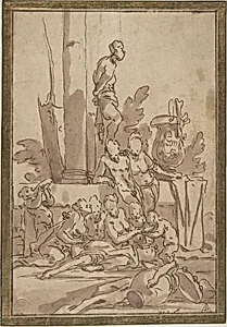 Bacchanalian Group with Children Drinking