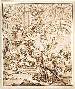 Bacchanalian Scene with Nymphs and Putti