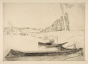 Bachots au bords de la Seine by Félix Bracquemond