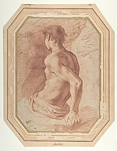 Back View of a Seated Nude Youth Facing Left