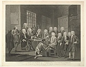 Bambridge on Trial for Murder by a Committee of the House of Commons by Thomas Cook|James Oglethorpe|Jacob Mendes da Sola|Thomas Bambridge|G. G. J. & J. Robinson|William Hogarth