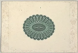 Banknote motif: oval lathe work ornament resembling a lace ruff by A. B. & C. Durand & Company|Durand, Perkins, and Company|Cyrus Durand