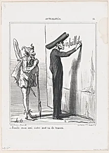 Basile, my friend, your word is going to be askew, from 'News of the day,' published in Le Charivari, January 20, 1870 by Walter Frères|Honoré Daumier|Arnaud de Vresse
