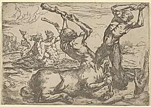 Battle Between a Centaur and a Triton with a Triton by Jusepe de Ribera (called Lo Spagnoletto)